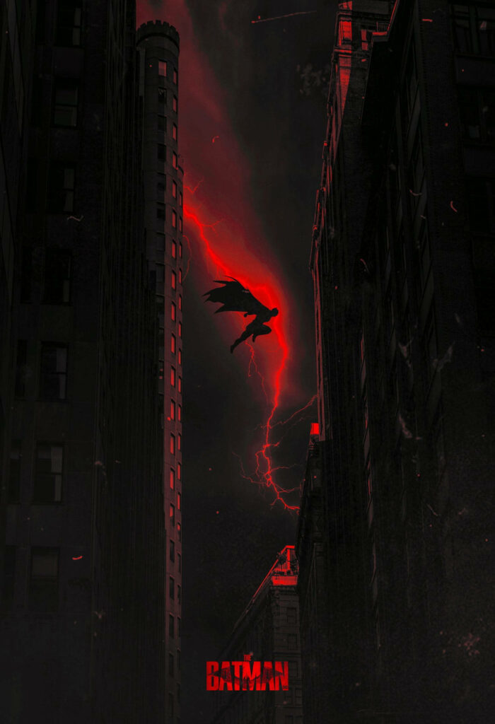 Batman's Red-Lit Leap: The Ultimate DC Comics Superhero Wallpaper!