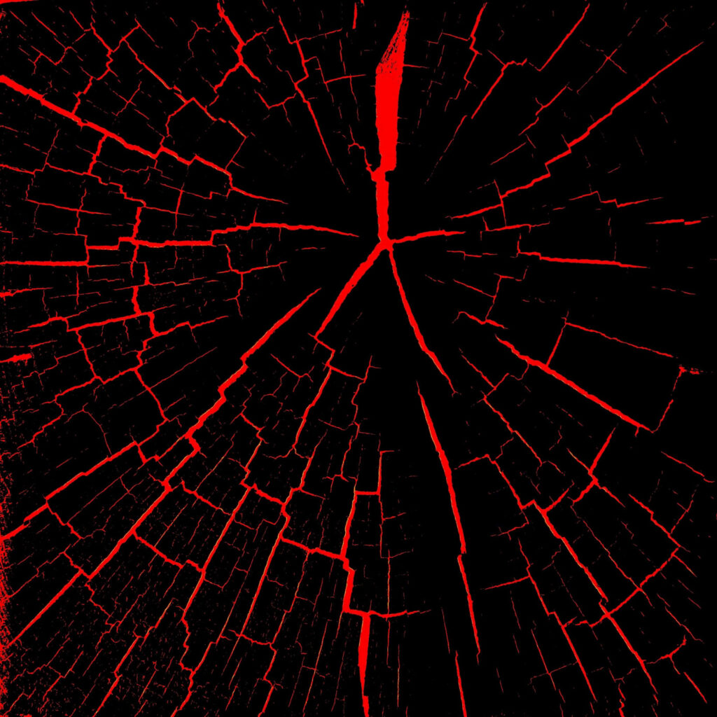 Mystical Black Lightning Strikes iPad: A Captivating Digital Artwork with Abstract Red Cracks Wallpaper
