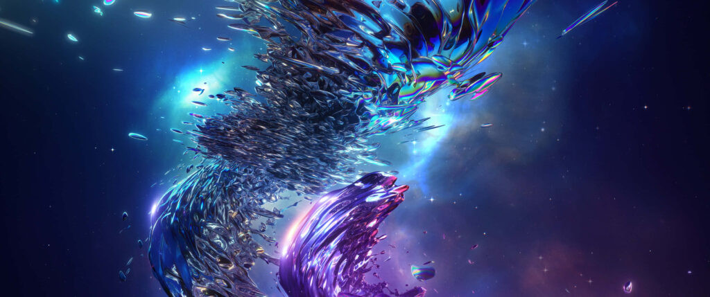 Electrifying Abstract Gaming Wallpaper: Dynamic Metallic Shards