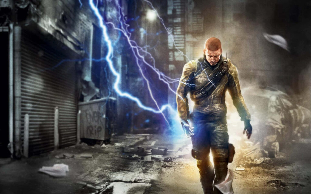 Electrifying Cole MacGrath Wallpaper: Infamous Urban Scene