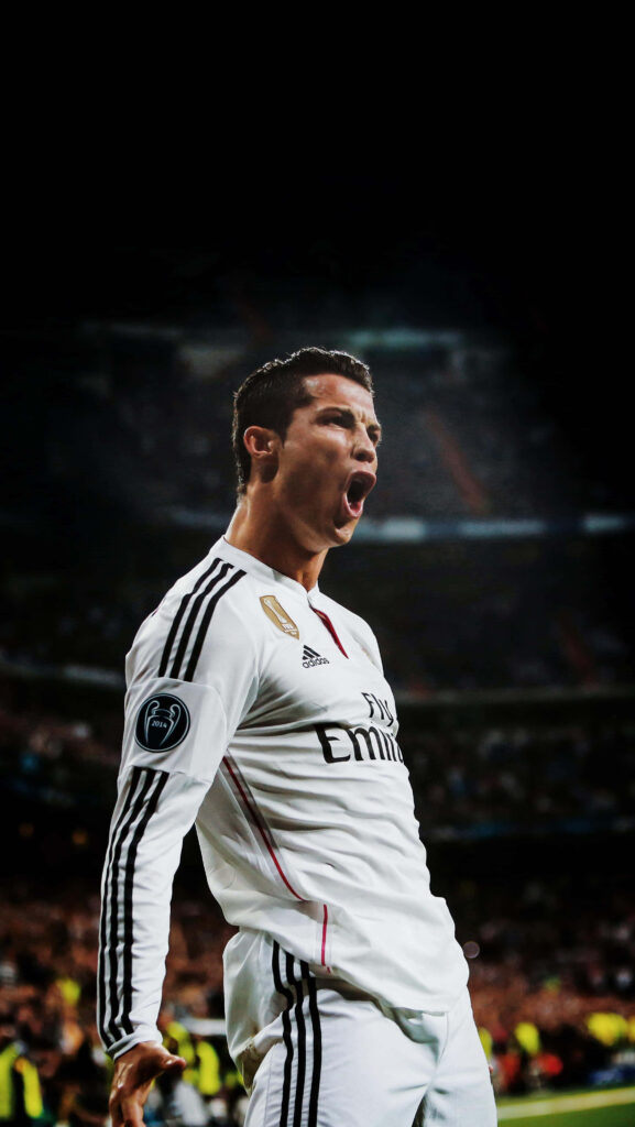 Electrifying Cristiano Ronaldo Celebration Wallpaper Background