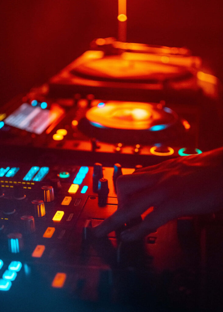 Vibrant Neon DJ Console Wallpaper: Electrifying Background Art