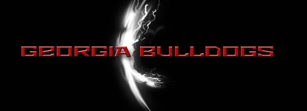 Georgia Bulldogs wallpaper with bold red text and striking white lightning on black background