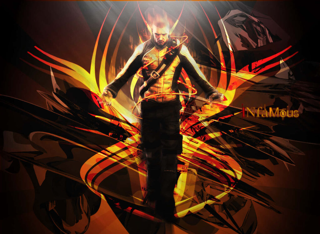 Electrifying InFamous Protagonist Wallpaper - Fiery Energy Background