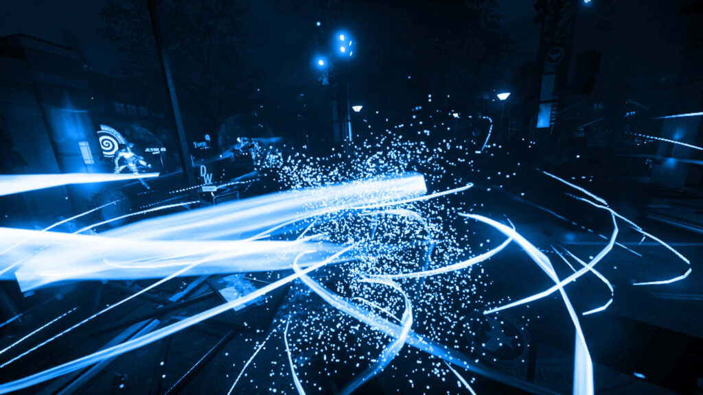Electrifying Infamous Wallpaper: Protagonist in Blue Energy Trails