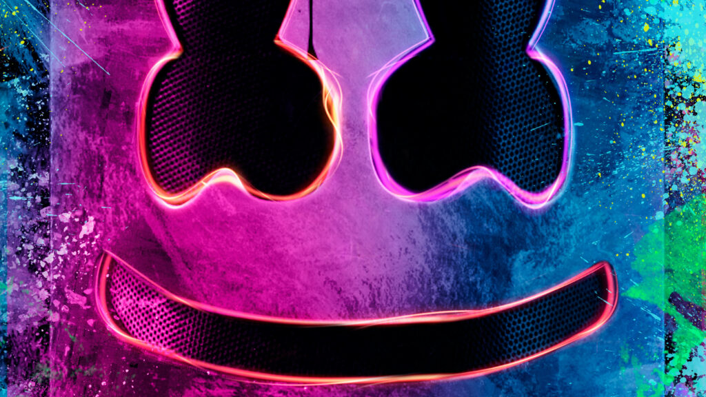 Mellowing in Vibrant Hues: Basking in the Melodic Charm of Marshmello's 4K Wall Art Wallpaper
