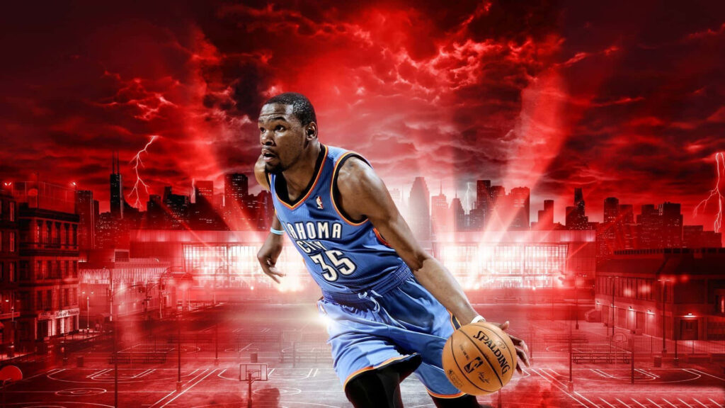 Electrifying NBA 2K Kevin Durant Art Wallpaper with Urban Vibes