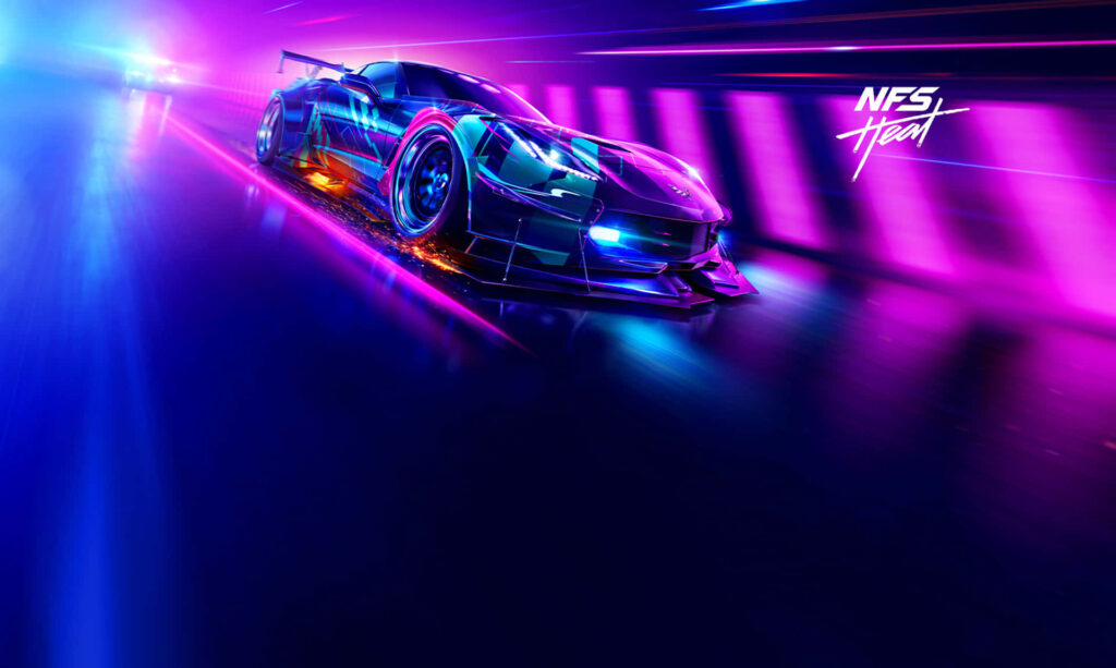 Vibrant Need for Speed Heat Wallpaper: Neon Tunnel Racing Background