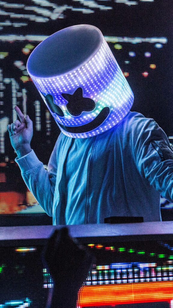 Blue-Lit Marshmello: HD Concert Wallpaper for your iPhone Background