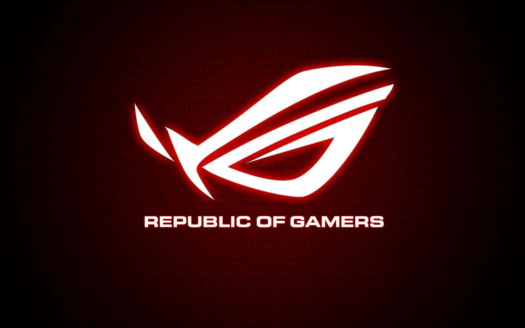 Glows with Power: Neon Red Asus ROG Logo on Dark Red Background Wallpaper
