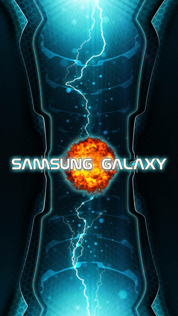 Electrifying Sci-Fi Samsung Galaxy Wallpaper: Blue & Turquoise Design