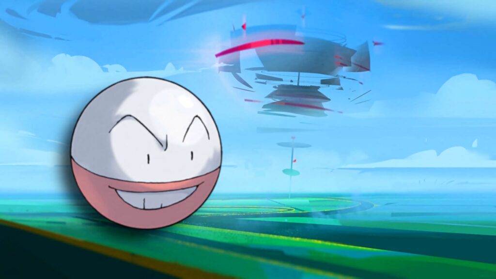 Electrode Pokémon wallpaper vibrant stylized arena bold colors futuristic electrifying energy