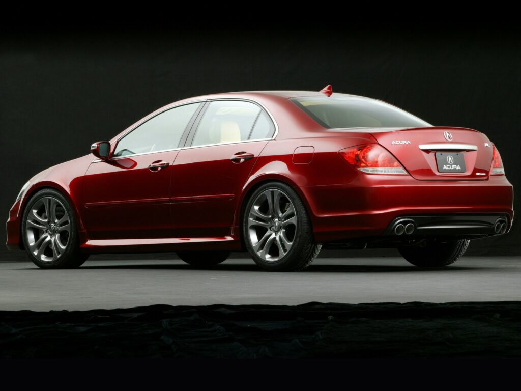 2005 Acura RL Concept: Elegant Red Wallpaper on Dark Background