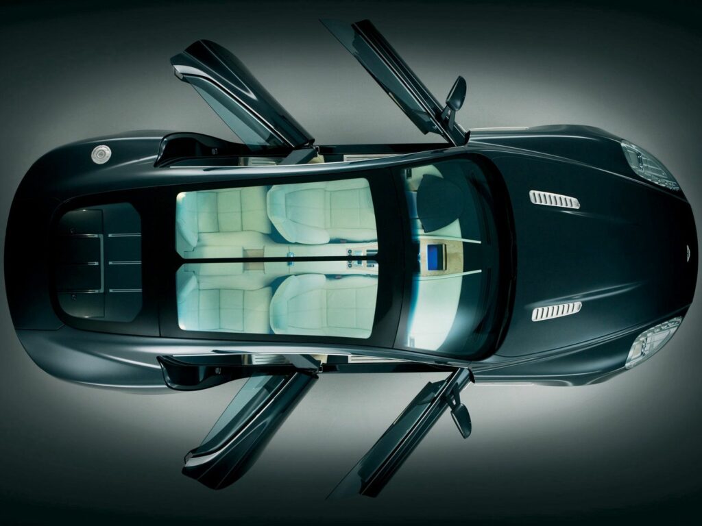 Top View of Sleek Black Aston Martin Rapide Concept Car - 2006 Wallpaper