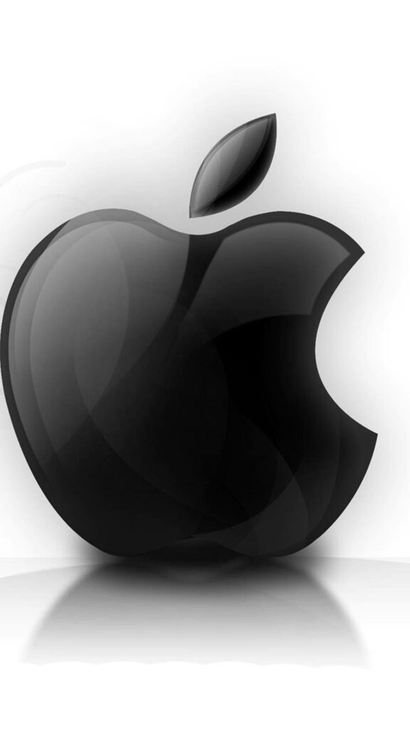 Sleek 3D Apple Logo Wallpaper with Glossy Finish on White Background