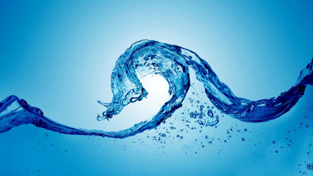 Elegant 3D Water Splash Wallpaper on Tranquil Blue Background