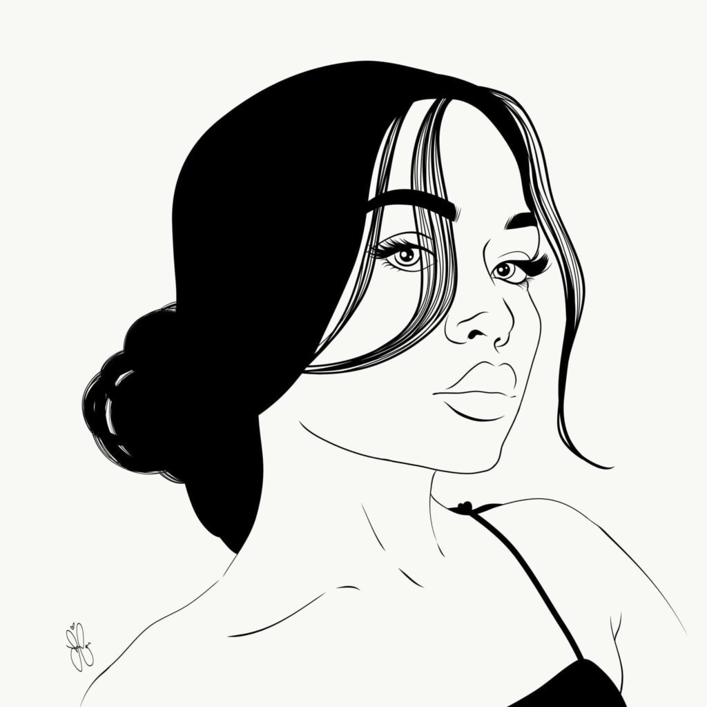 Elegant Black and White Abstract Woman's Face Wallpaper Design