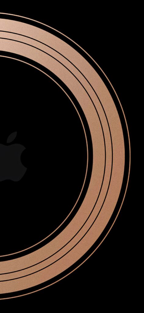 Abstract copper concentric arcs on black background modern luxurious minimalistic wallpaper