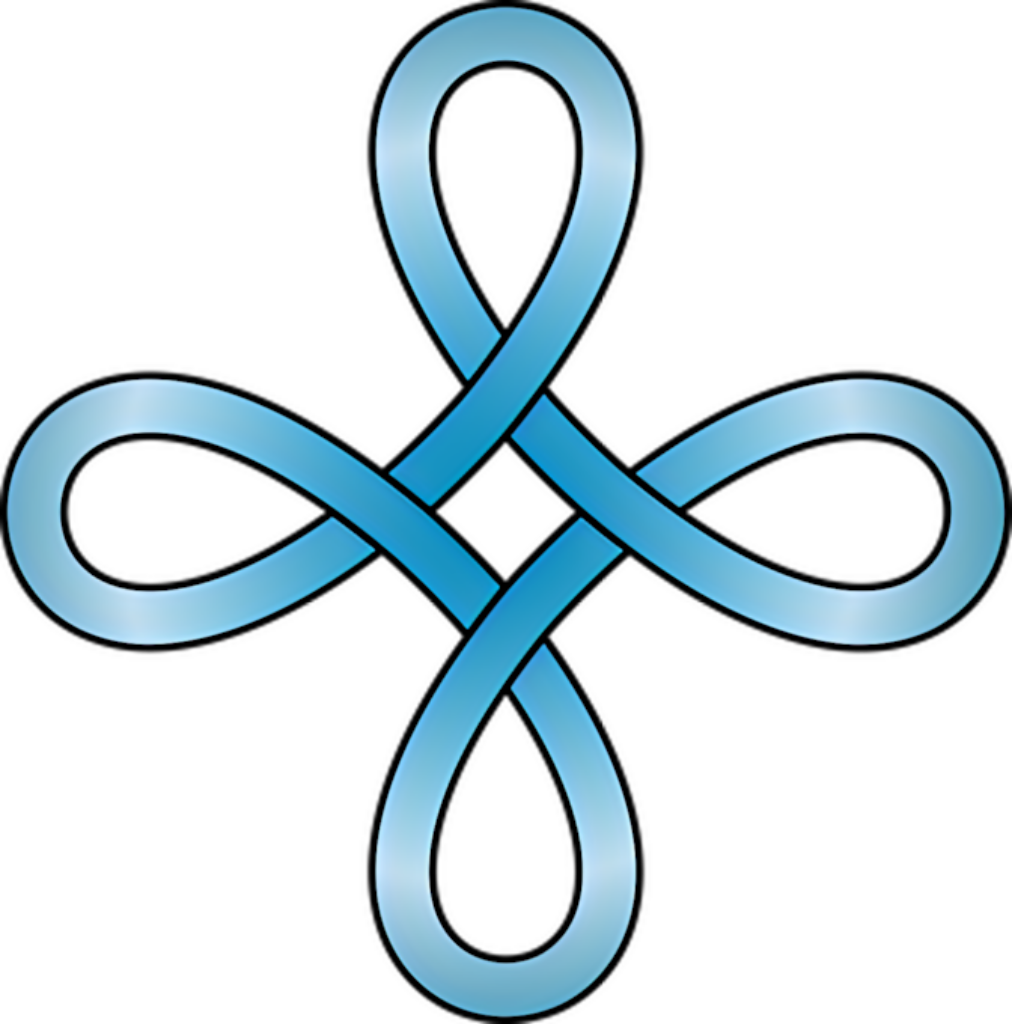 Elegant Abstract Infinity Knot Wallpaper in Gradient Blue & Black