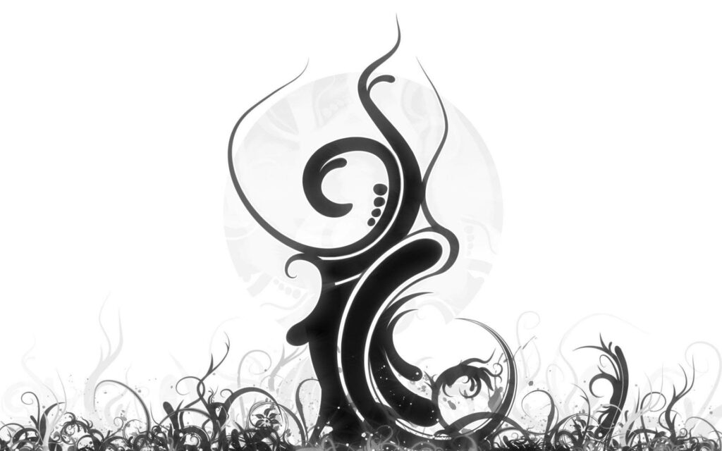 Abstract Monochrome Wallpaper with Elegant Vine-Like Patterns