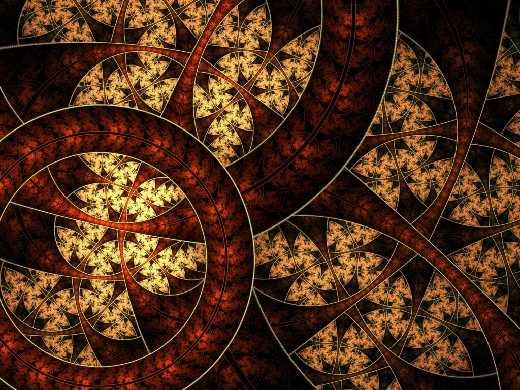 Elegant Abstract Wallpaper: Swirling Red, Brown & Gold Design
