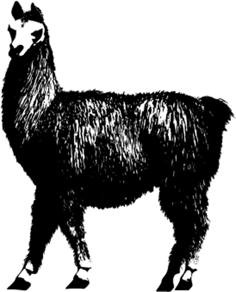 Elegant Alpaca Silhouette Wallpaper on Transparent Background