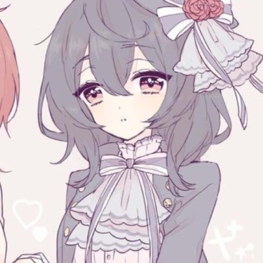 Elegant Anime Wallpaper: Grey-Haired Girl with Bow & Roses