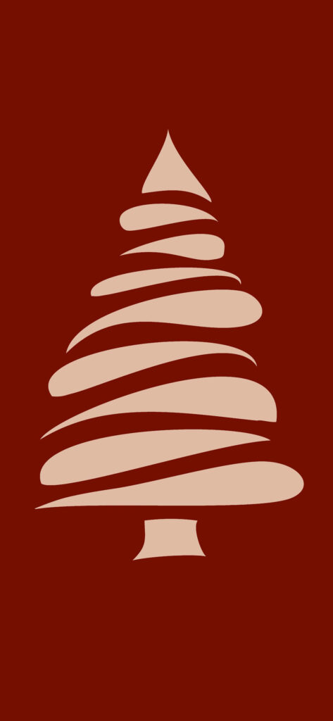 Elegant Beige Christmas Tree Minimalist Wallpaper on Red Background