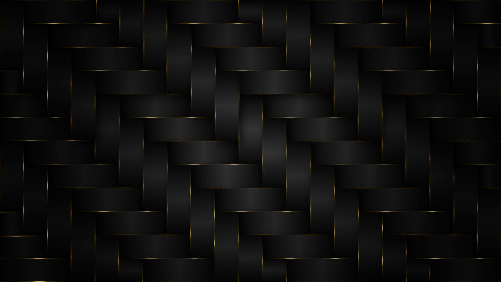 Elegant Black Abstract Wallpaper with Woven Pattern & Gold Accents