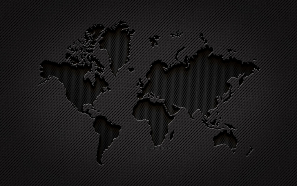 Elegant Black Engraved World Map Wallpaper for Modern Decor