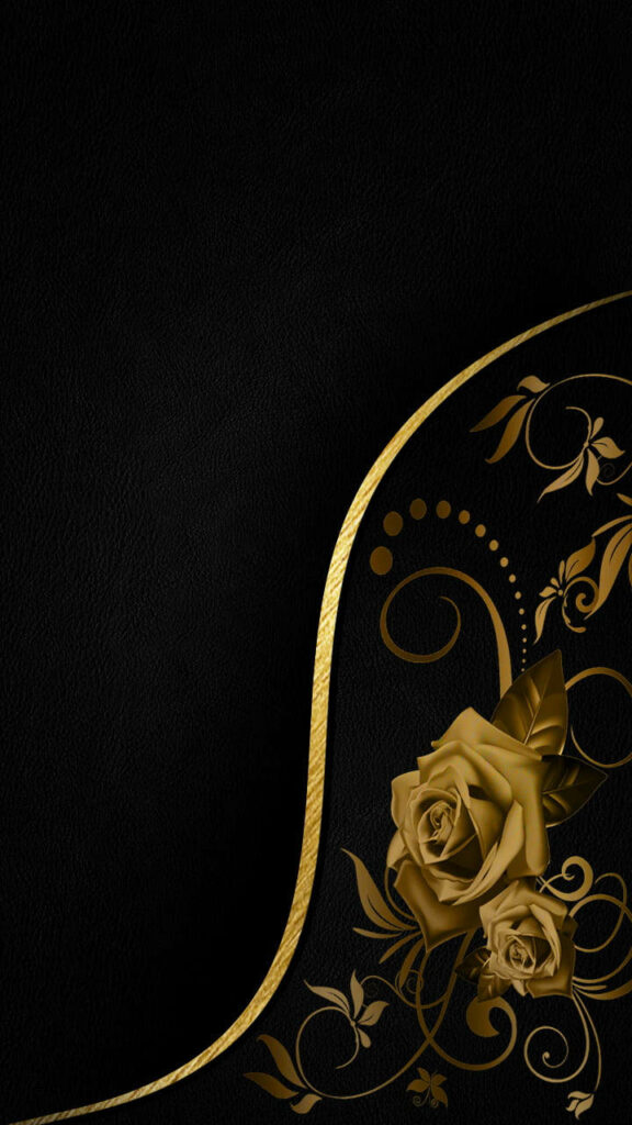 Elegant Black & Gold Rose Wallpaper for a Luxurious iPhone Background