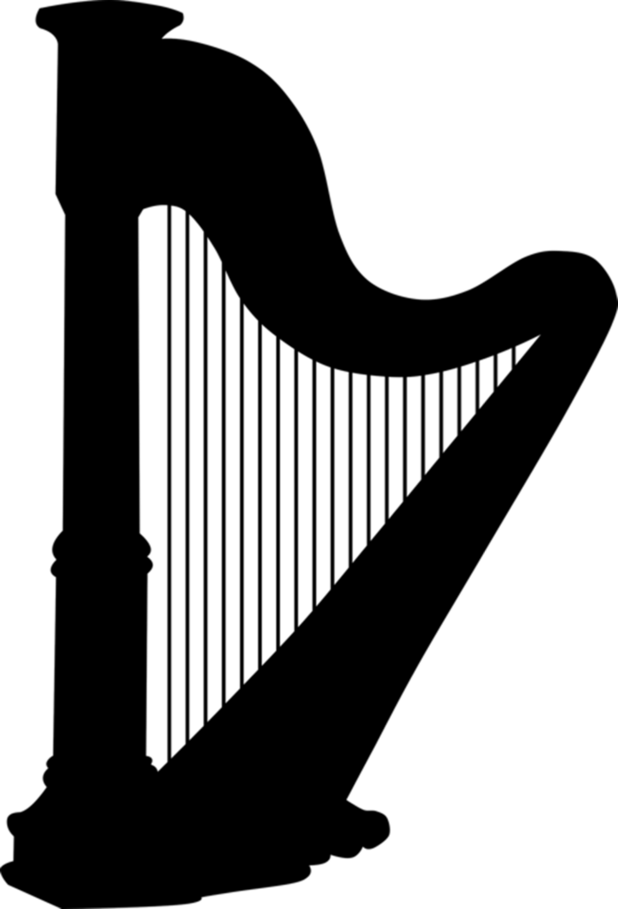 Elegant Black Harp Wallpaper Background - Minimalist PNG Design