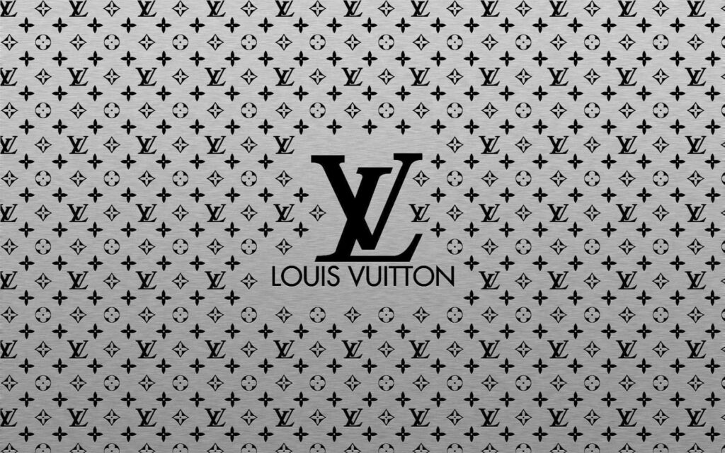 Minimalist Black Louis Vuitton Wallpaper on Textured Silver Background