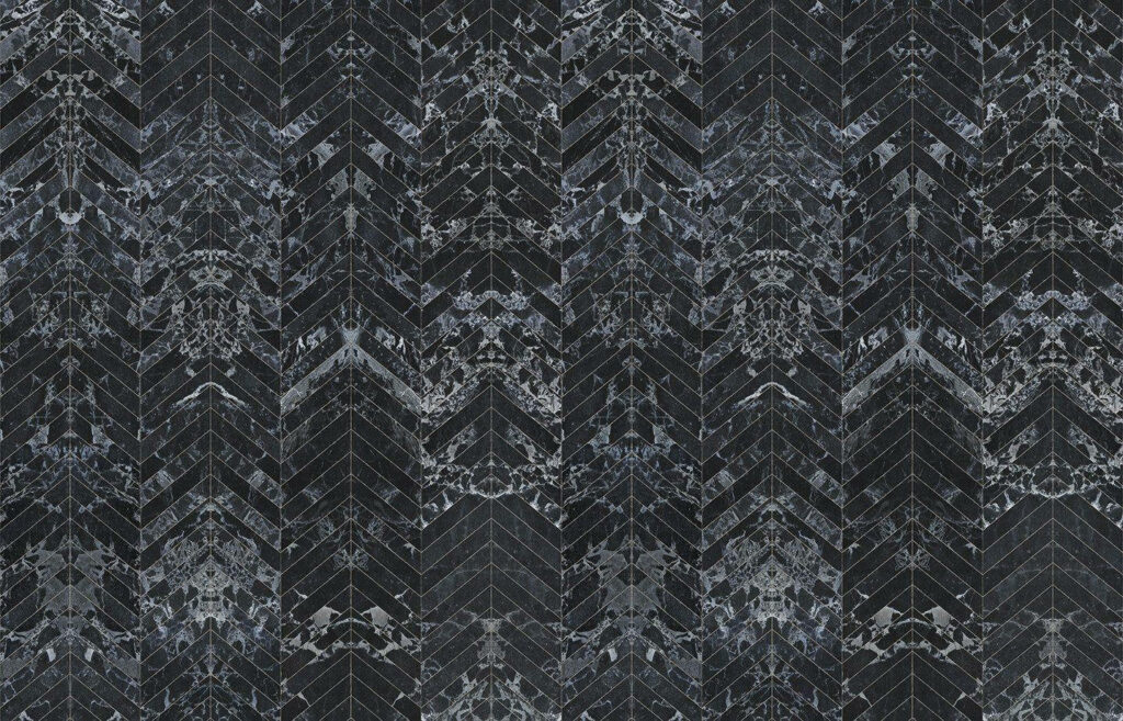 Elegant Black Marble iPhone Wallpaper with Herringbone Pattern