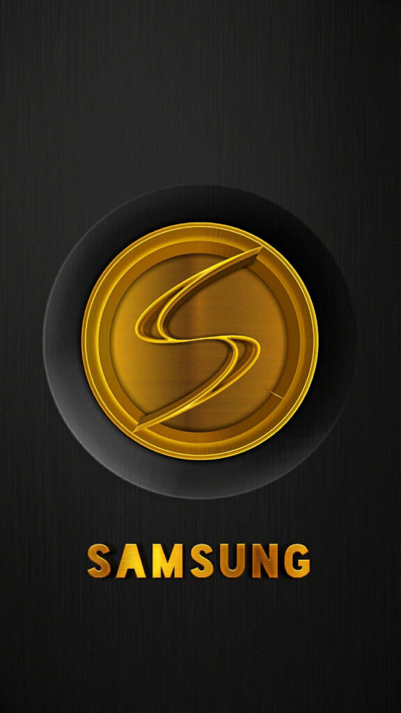 Modern Black Wallpaper with Golden Samsung Logo Design