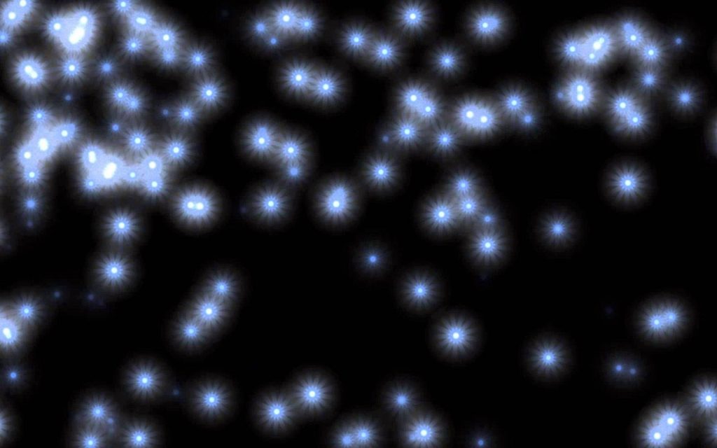 Black wallpaper with soft blue light rays and sparkling starlit glitter effect background