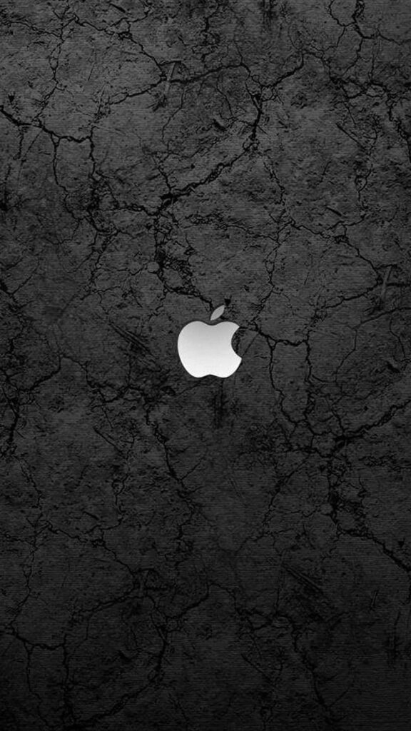 Elegant Black & White Wallpaper with Cracked Texture & Apple Logo