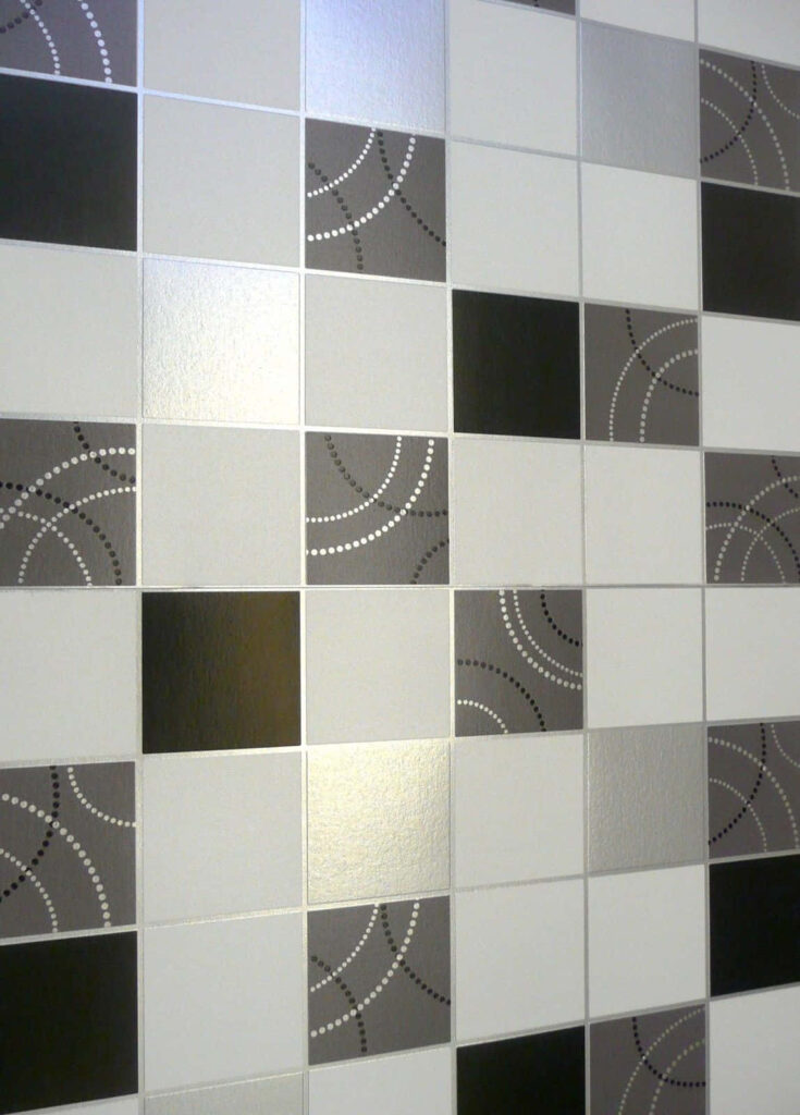 Elegant Black, White & Gray Abstract Tile Wallpaper Background