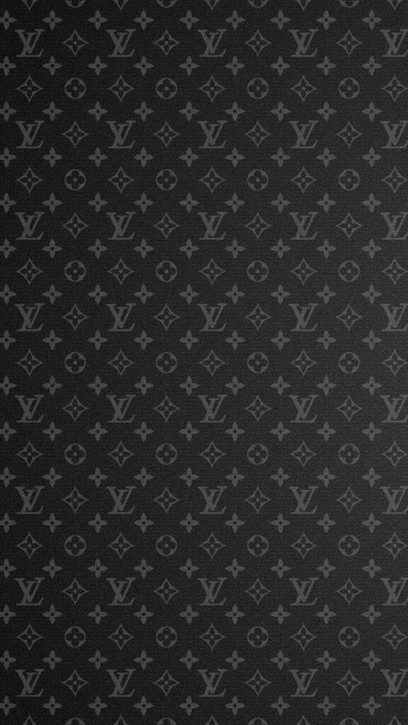 Louis Vuitton logo pattern wallpaper in sleek black and grey tones for elegant style background