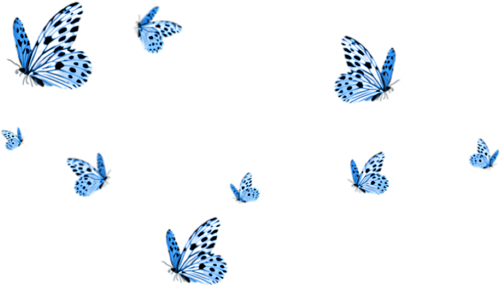 Elegant Blue Butterfly Wallpaper with Intricate Designs - Transparent Background