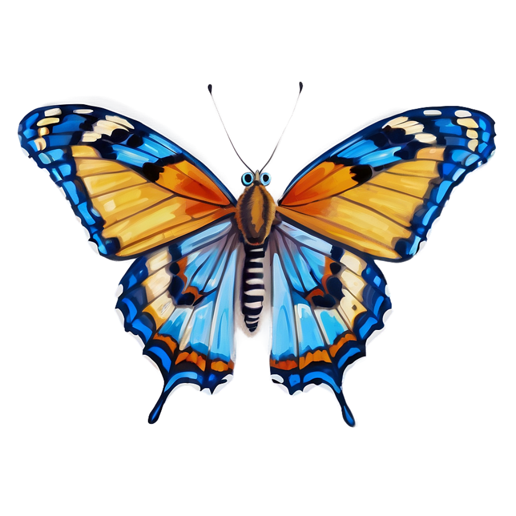Elegant Blue Butterfly Wallpaper with Intricate Patterns & Gradient