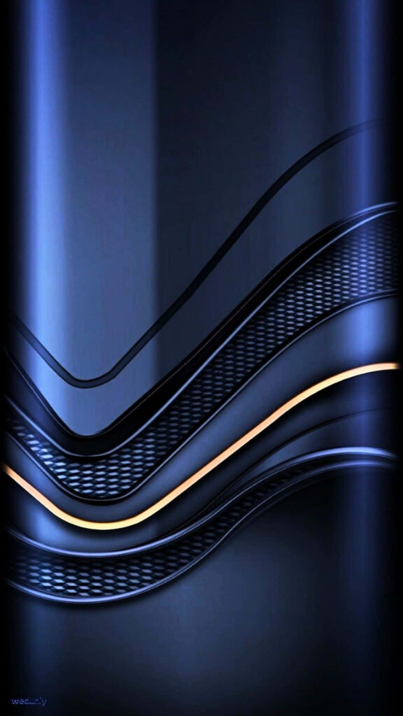 Elegant Blue Curves Wallpaper with Gold Patterns - Luxurious Background