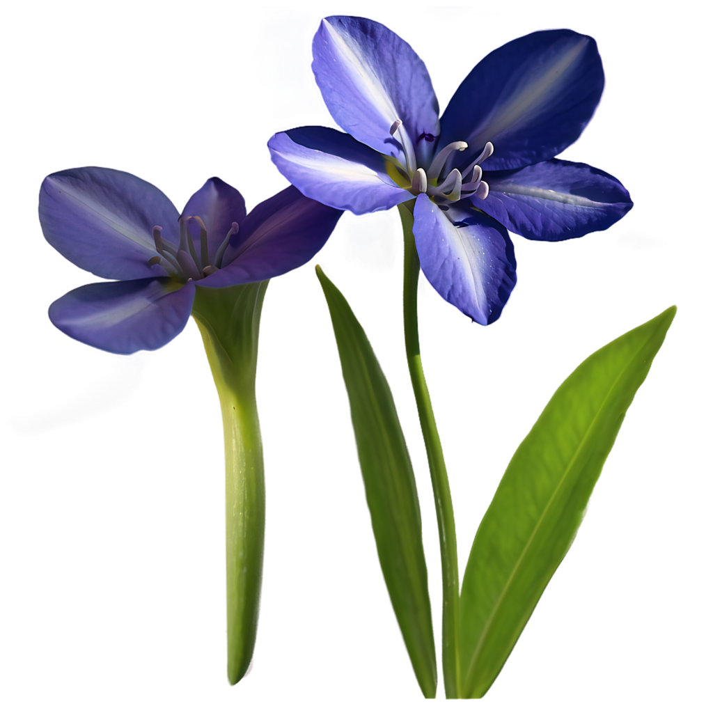 Elegant Blue Flowers Wallpaper: Vivid Petals & Lush Green Leaves
