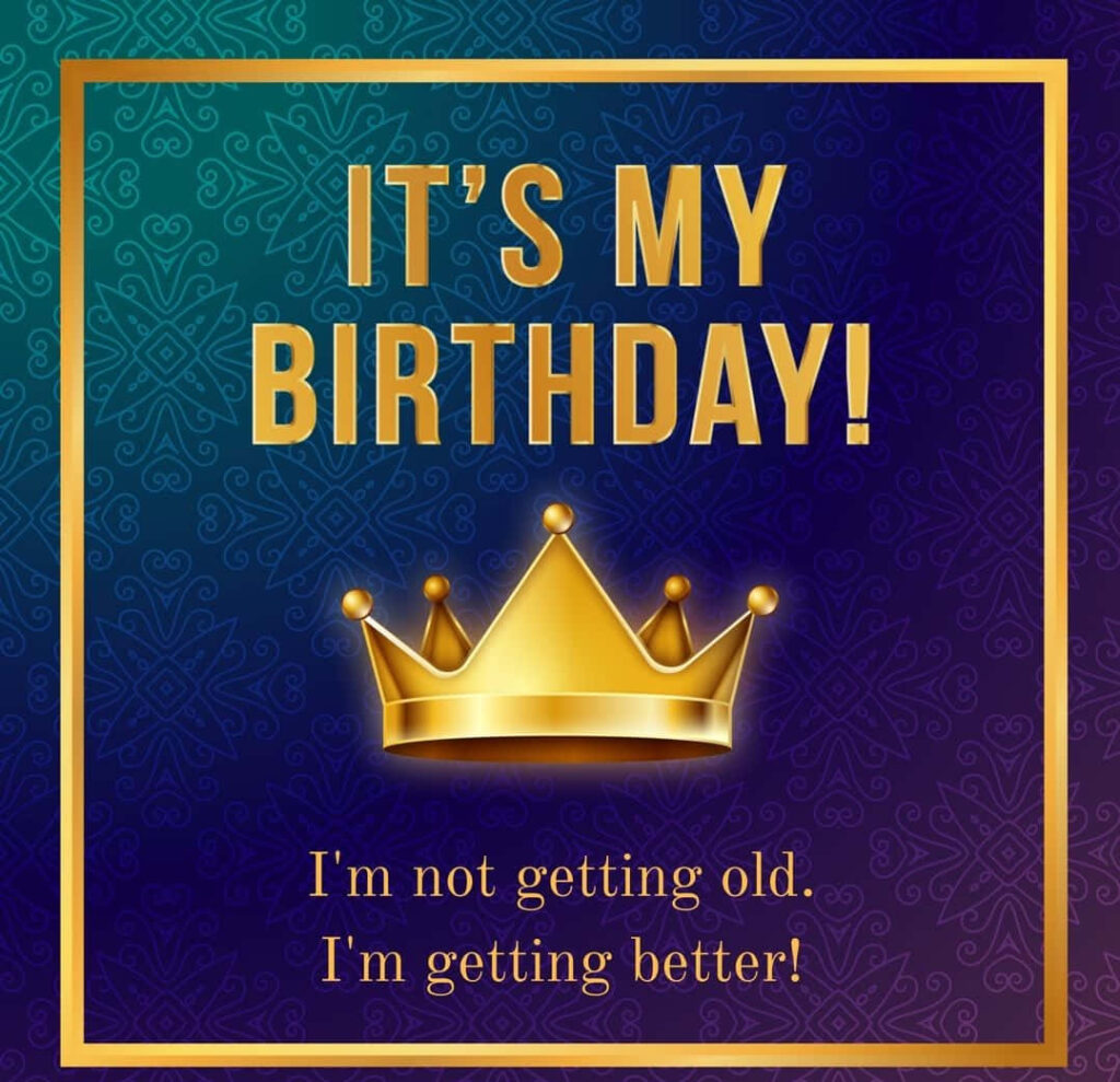 Elegant Blue & Gold Birthday Wallpaper: 'It's My Birthday!' Design