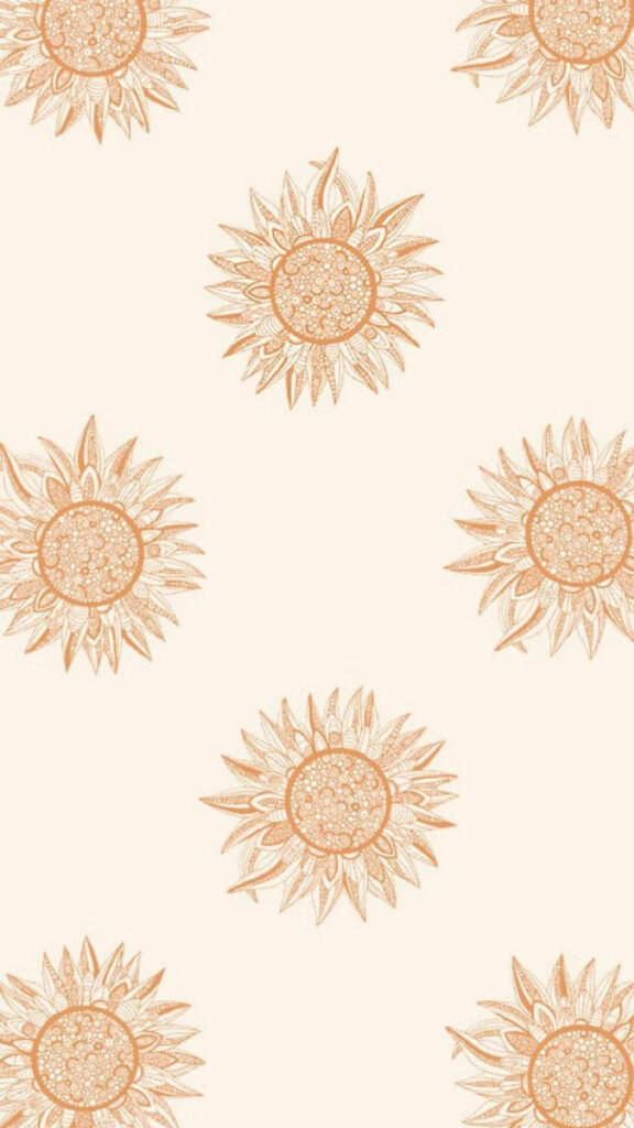 Elegant Boho Wallpaper with Orange Sunflowers for iPhone Background