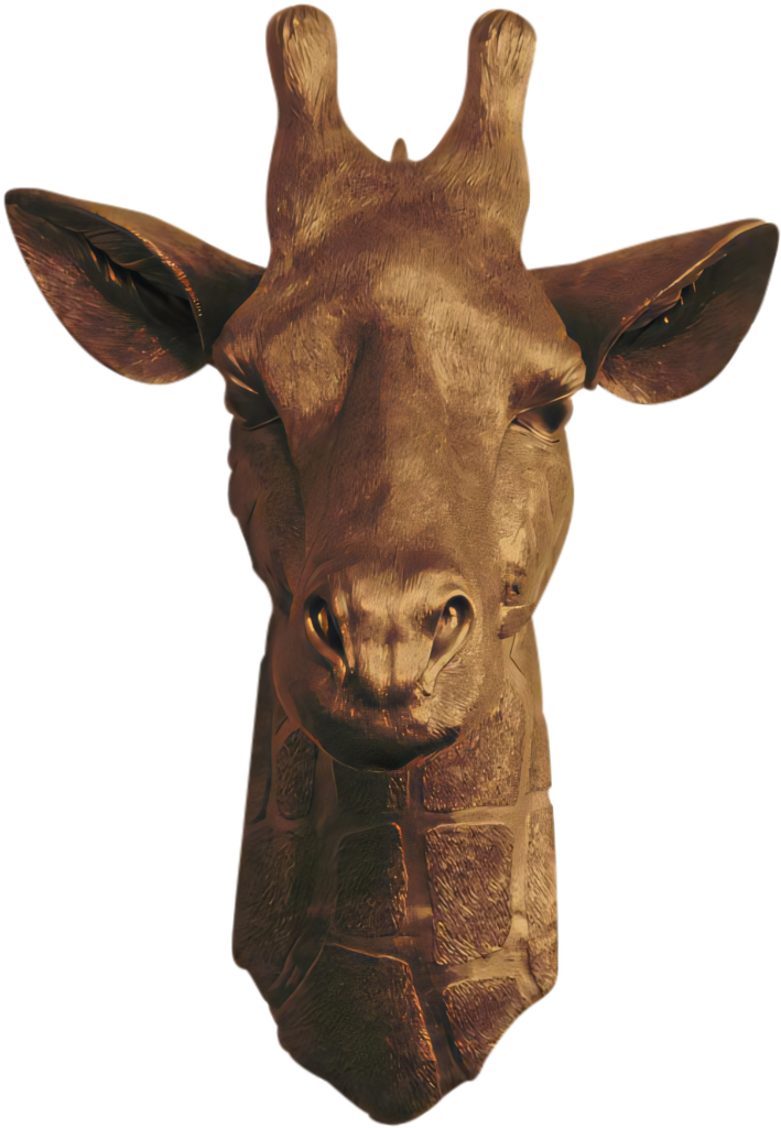 Elegant Bronze Giraffe Head Sculpture Wallpaper on Transparent Background