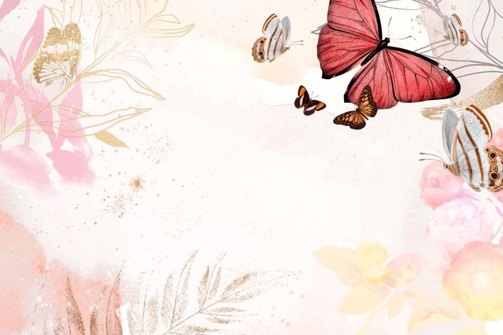 Elegant Butterfly Wallpaper with Soft Floral Patterns & Pastel Hues