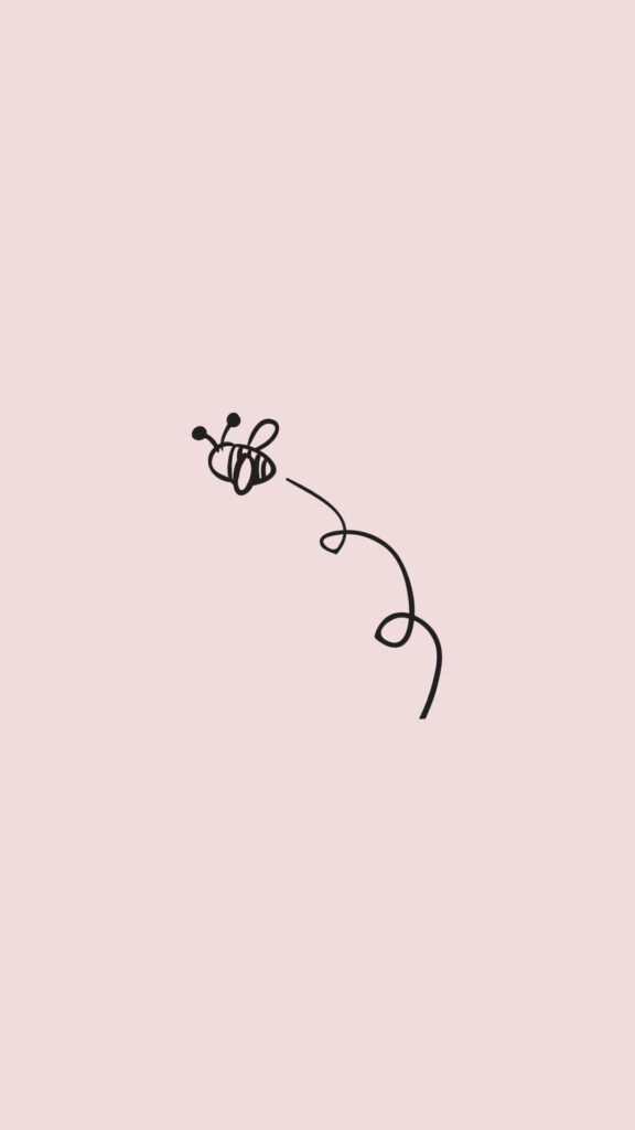 Elegant Black Line Butterfly Wallpaper on Soft Pink Background