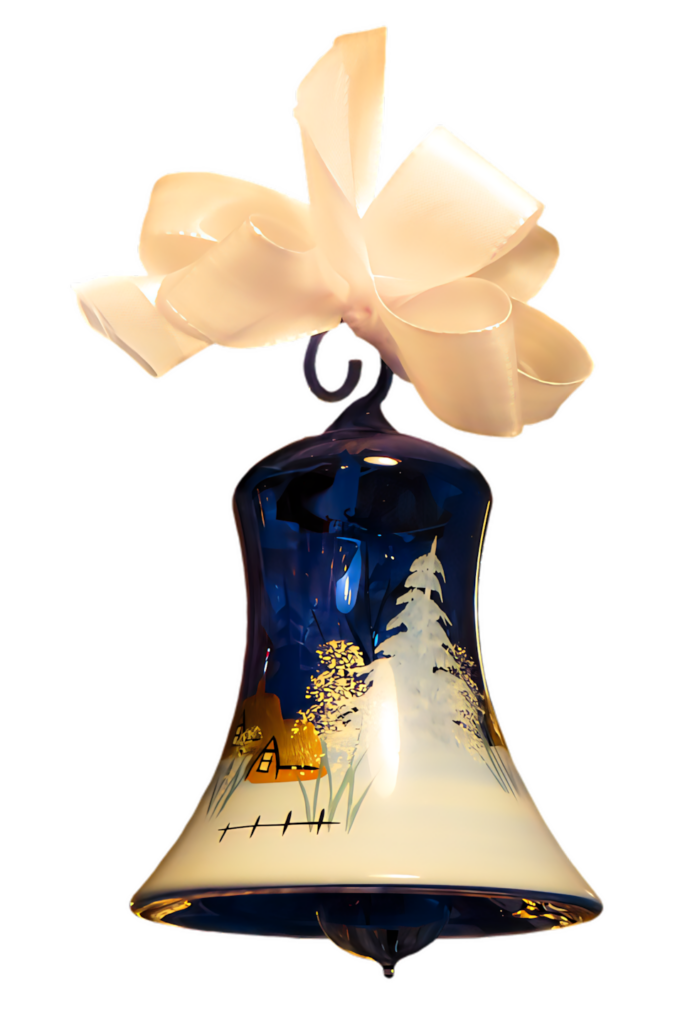 Festive Christmas Bell Wallpaper with Ribbon & Winter Landscape