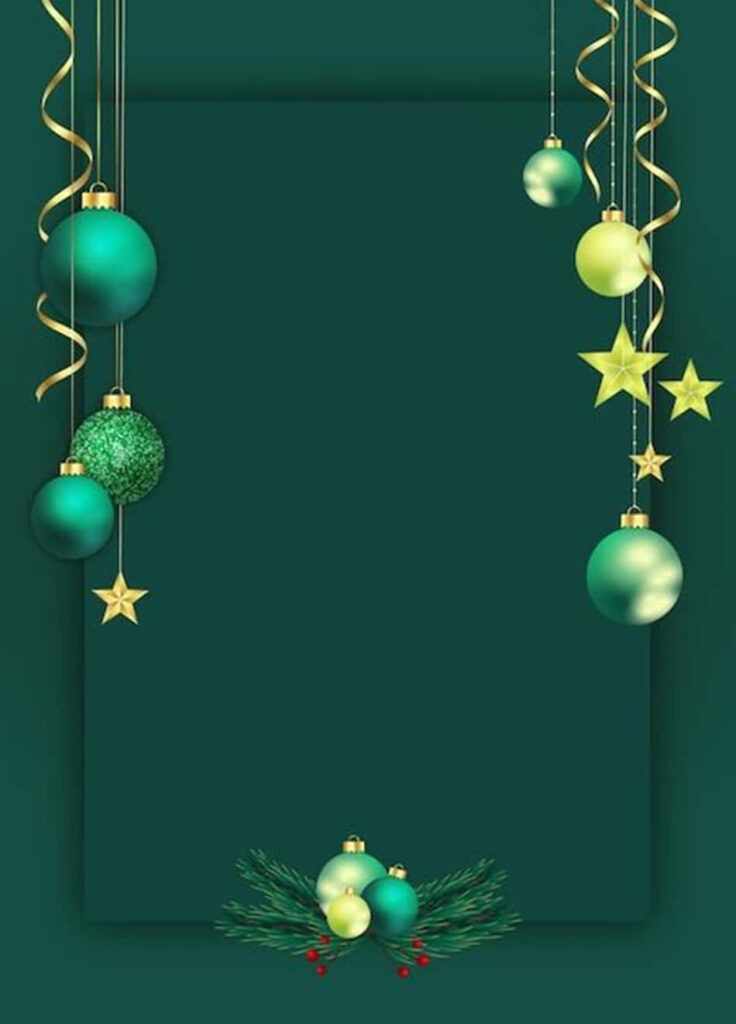 Elegant Dark Green Christmas Wallpaper with Baubles & Ribbons